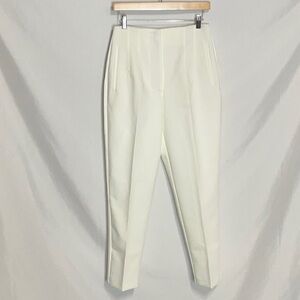 Zara High Waisted Textured Straight Leg Cream Color Pants Size Large